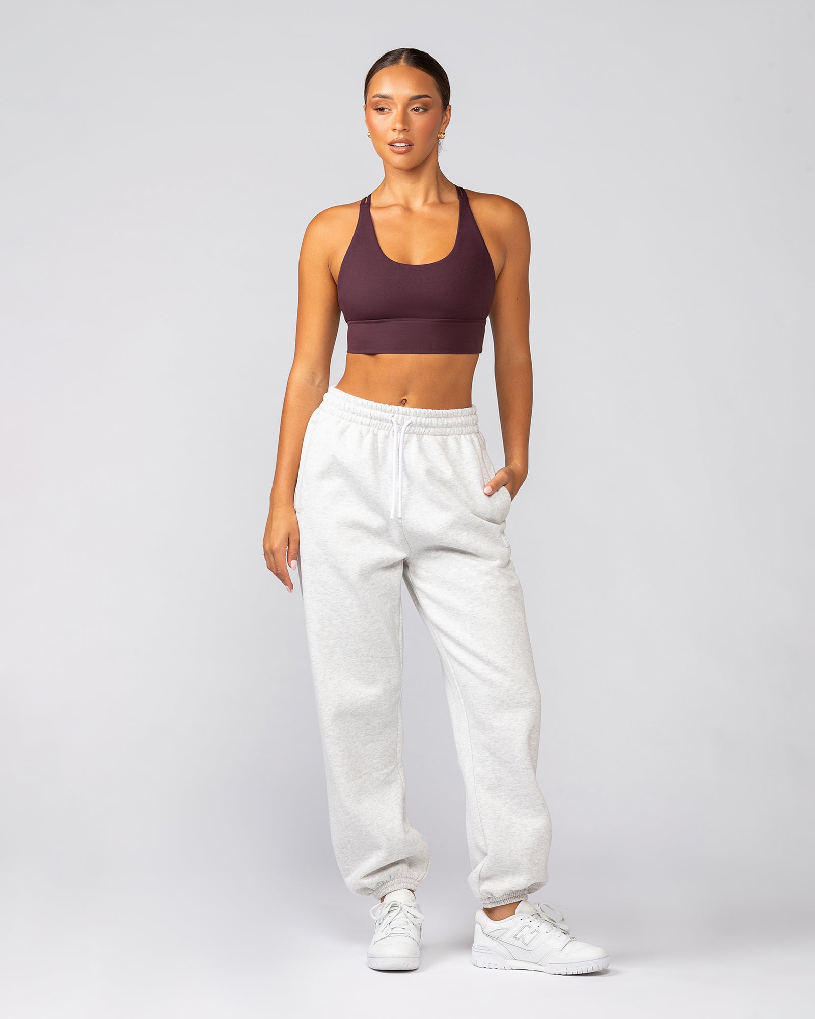 Downtime Slouchy Trackies - Snow Grey Marl-Tracksuits-XXS-022530SNGRYMR-XXS-MNAPPRL42209-7-Muscle Nation