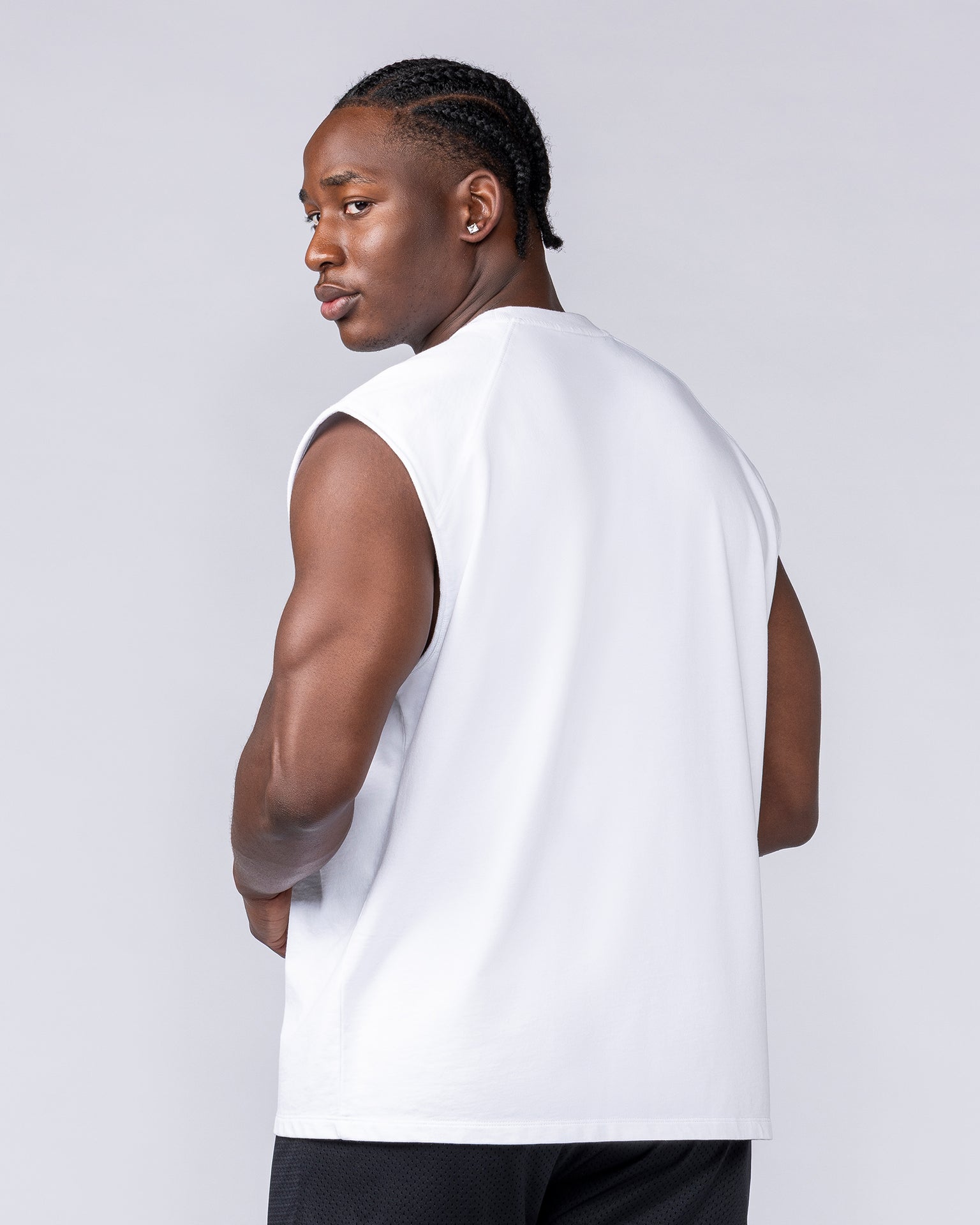 Essential Boxy Muscle Tank White - Muscle Nation men's muscle tank, view 2