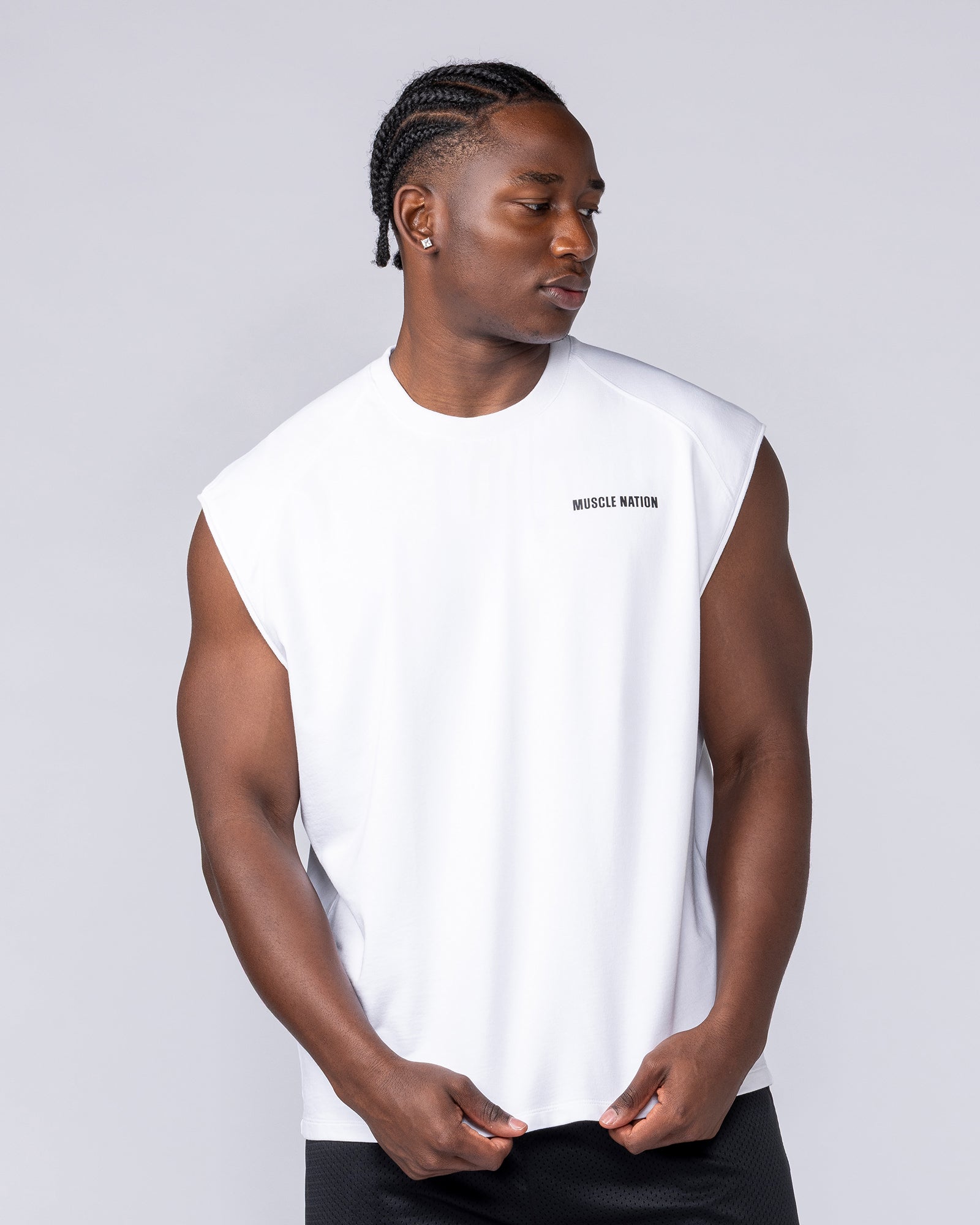 Essential Boxy Muscle Tank White - Muscle Nation men's muscle tank