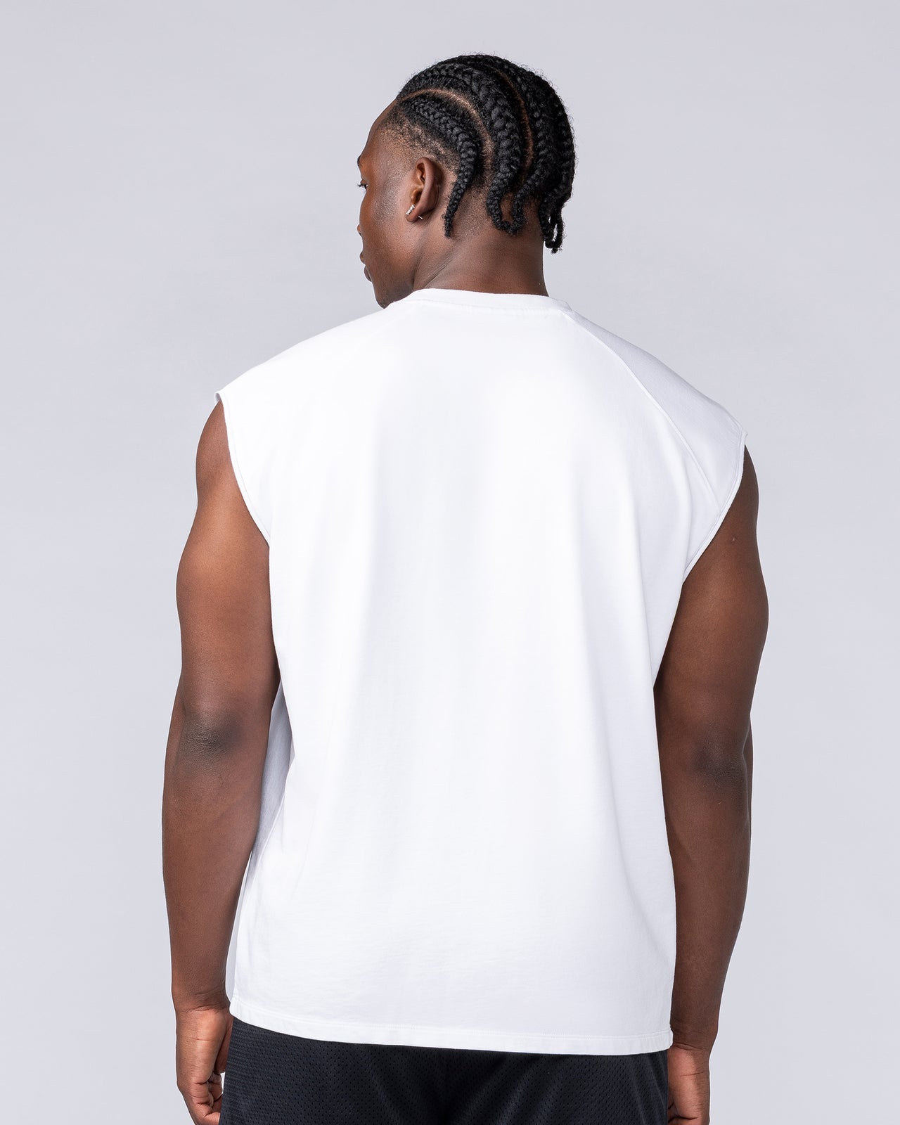Essential Boxy Muscle Tank White - Muscle Nation men's muscle tank, view 4