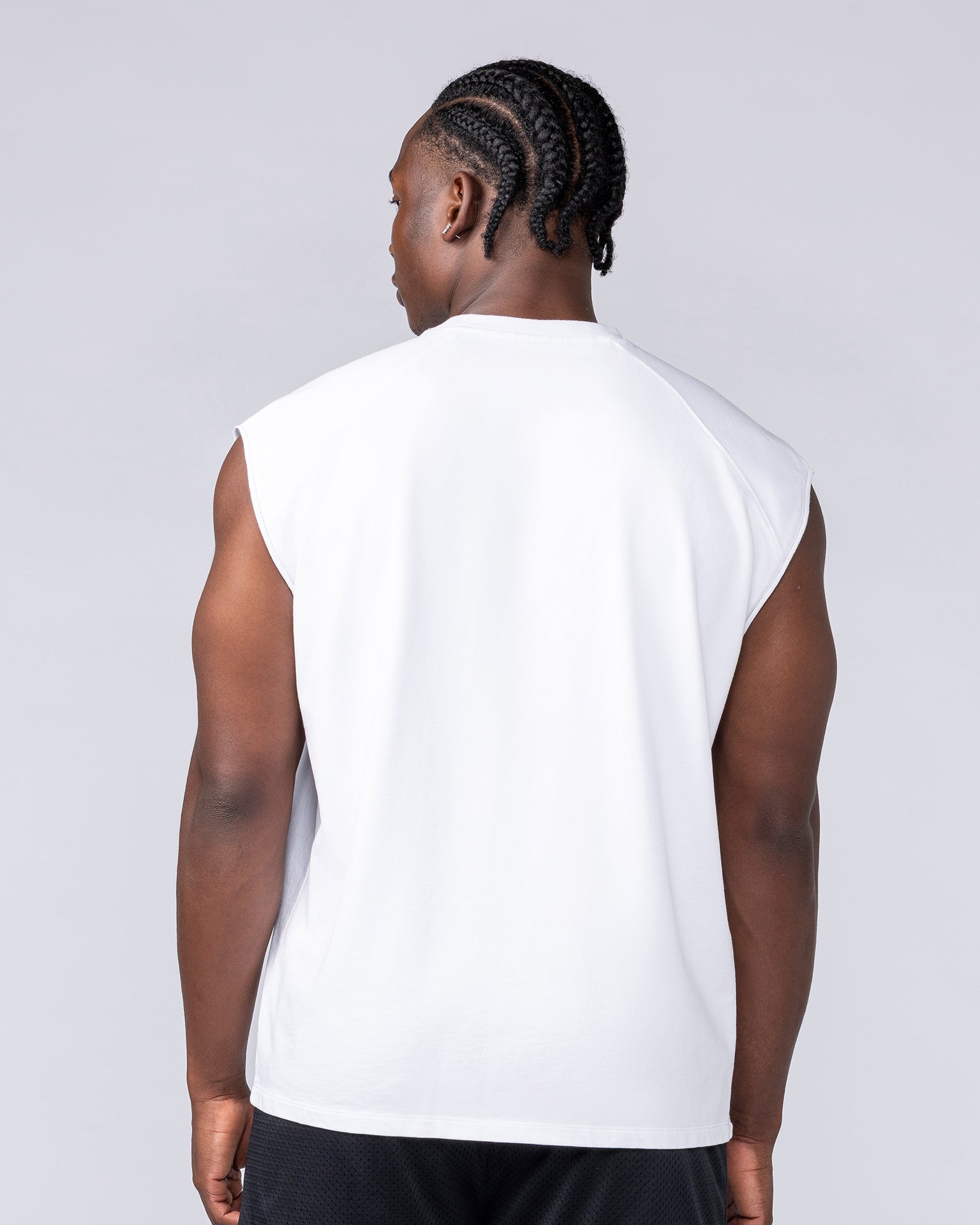 Essential Boxy Muscle Tank White - Muscle Nation men's muscle tank, view 4