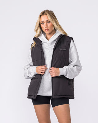 Essential Puffer Vest Black - Muscle Nation men's vest, view 7 | WOMENS-1