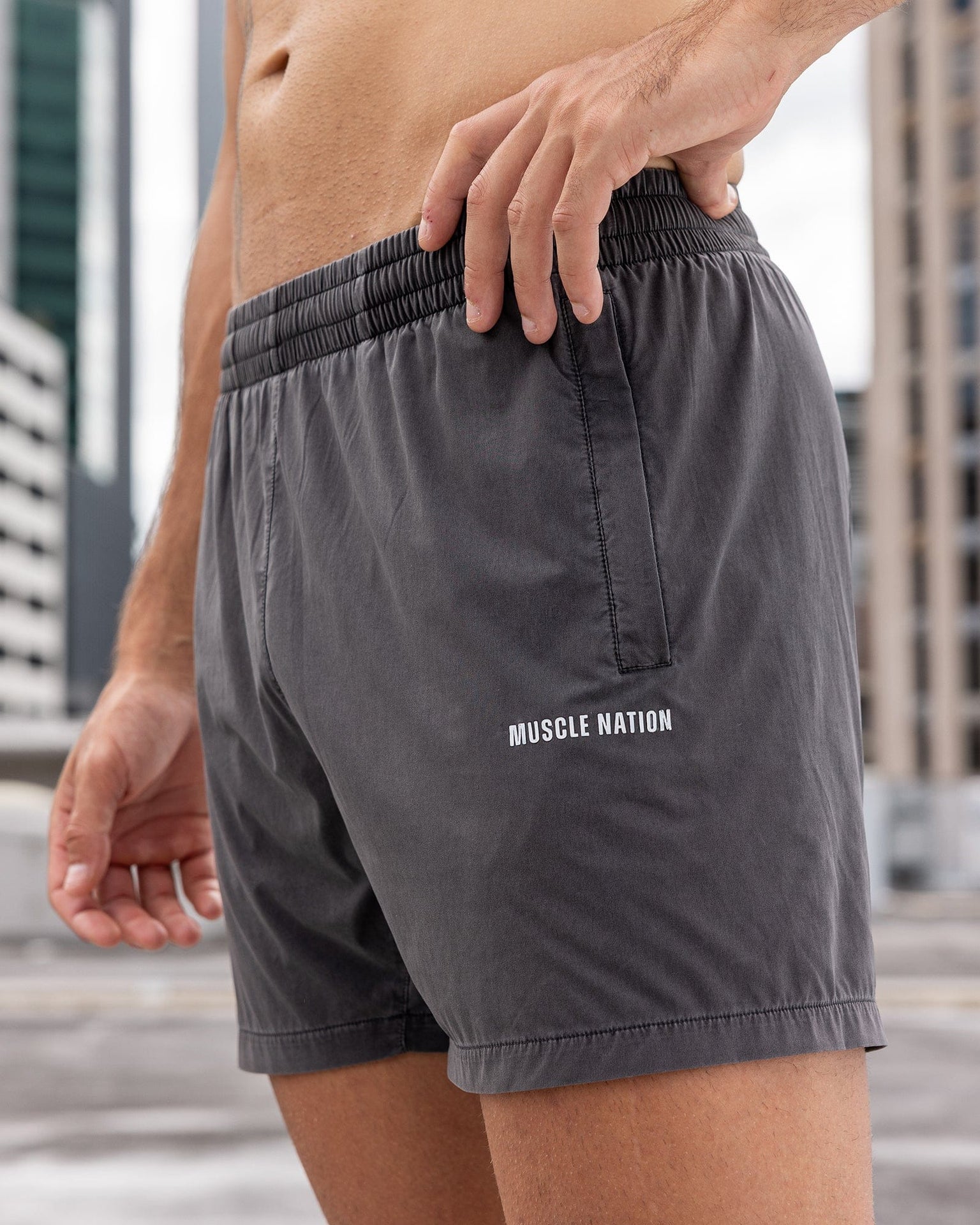 Essential Vintage 3.5" Active Shorts Washed Black - Muscle Nation men's gym shorts