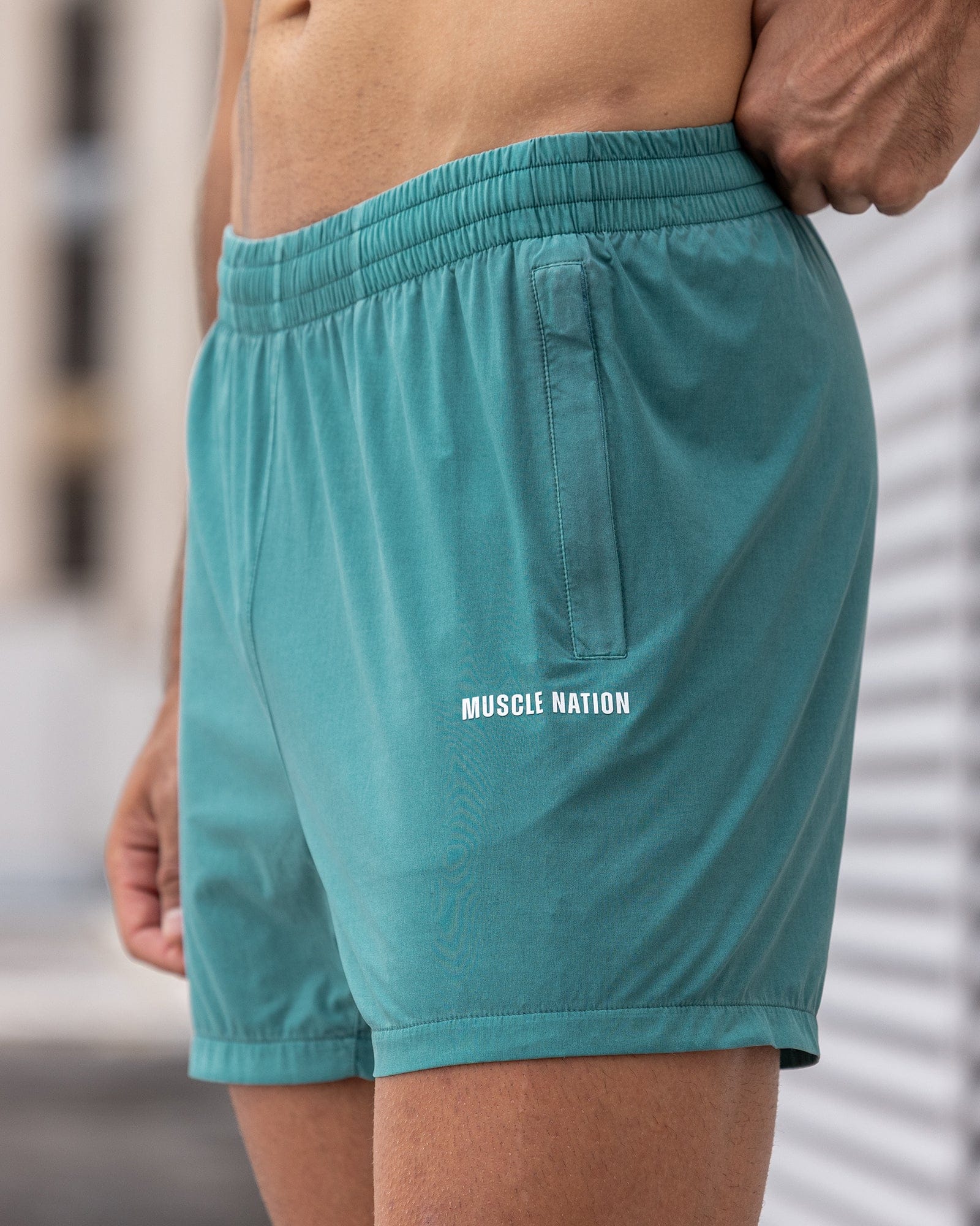 Essential Vintage 3.5" Active Shorts Washed Leaf - Muscle Nation men's gym shorts