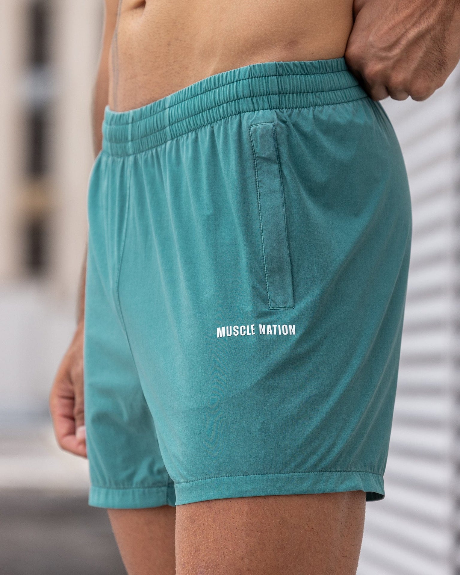 Essential Vintage 3.5" Active Shorts Washed Leaf - Muscle Nation men's gym shorts