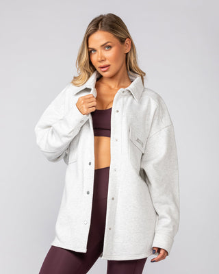 Fleecy Oversized Shacket - Snow Grey Marl-Jackets-XXS-022533SNGRYMR-XXS-MNAPPRL42122-2-Muscle Nation