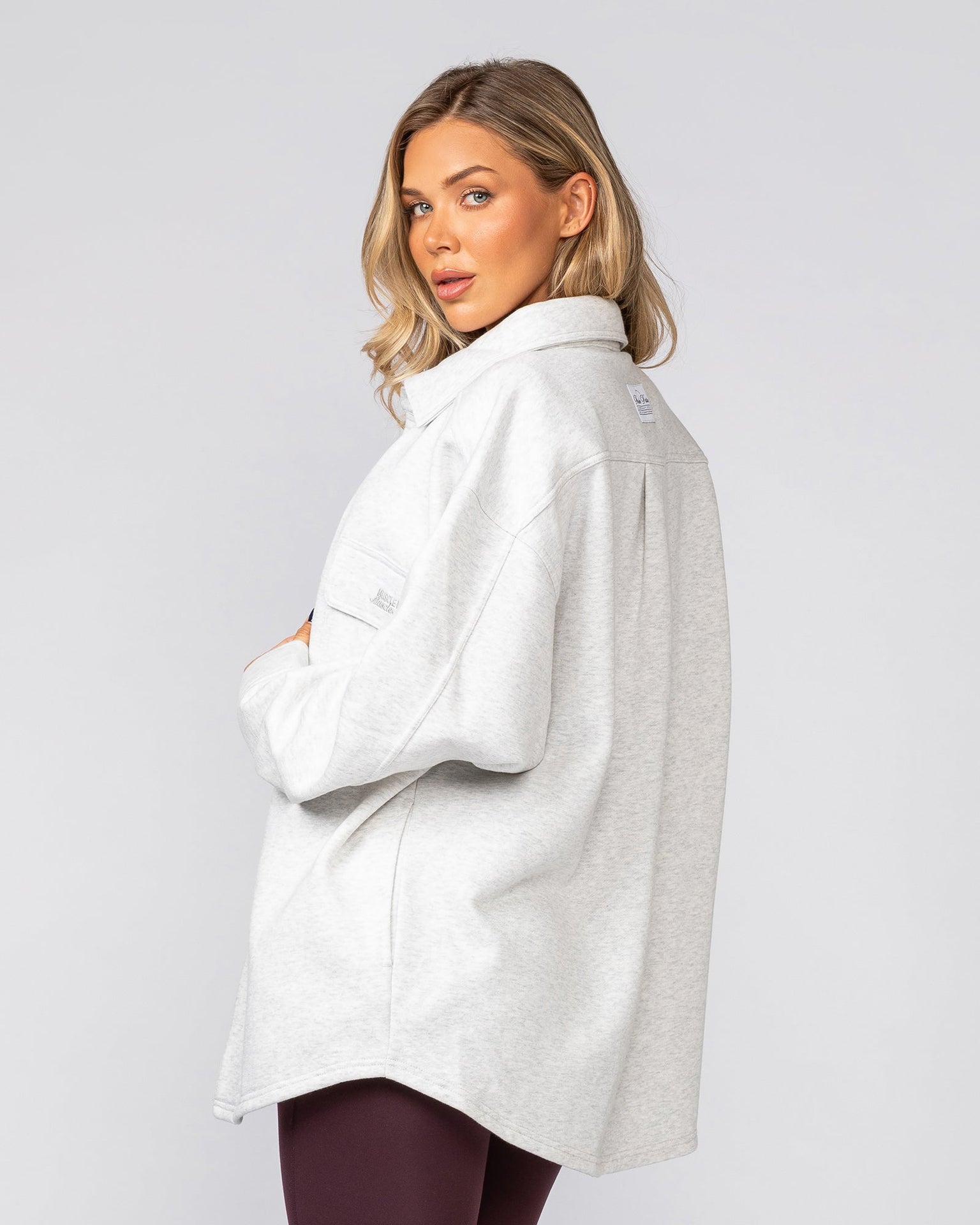 Fleecy Oversized Shacket - Snow Grey Marl-Jackets-XXS-022533SNGRYMR-XXS-MNAPPRL42122-6-Muscle Nation