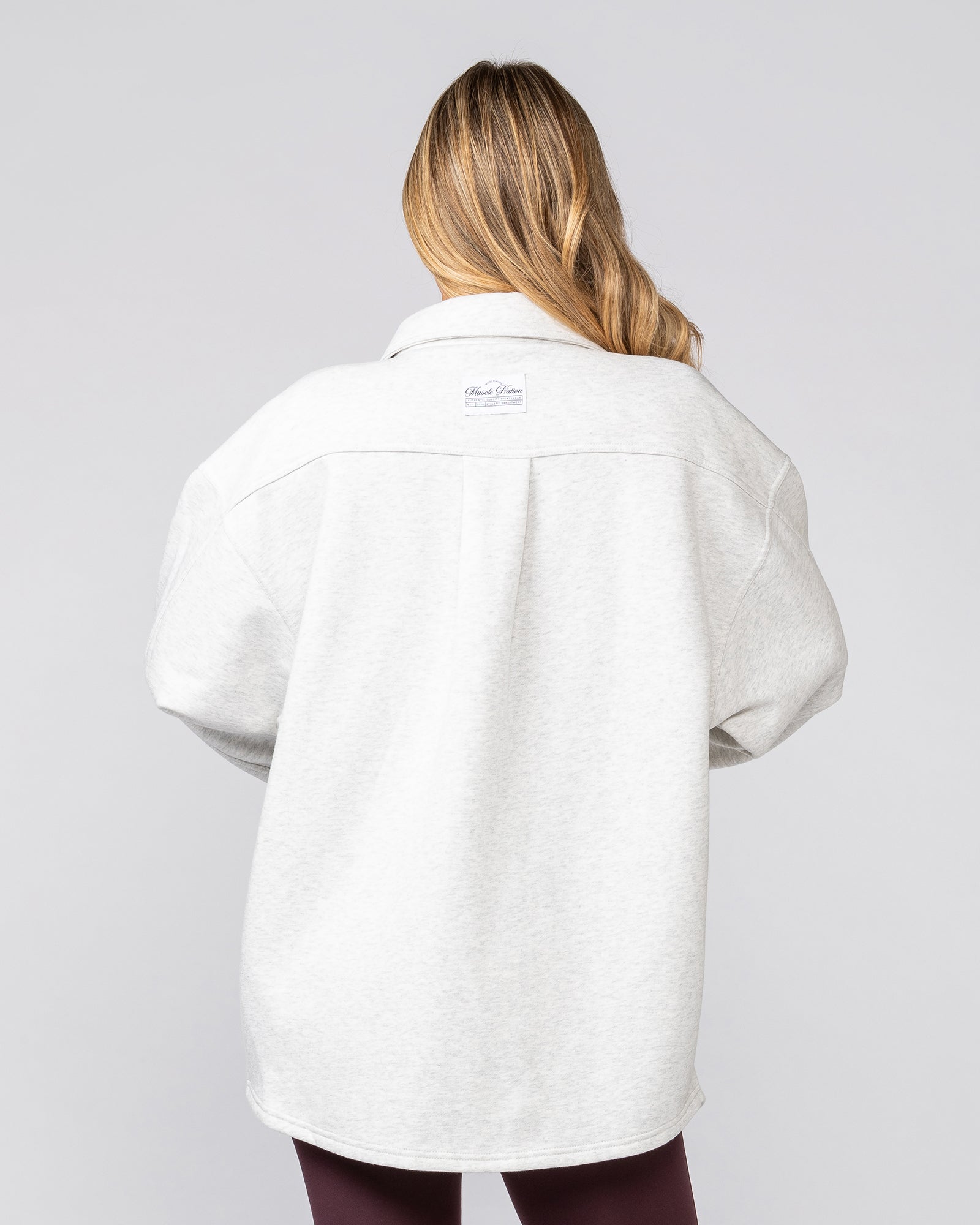 Fleecy Oversized Shacket - Snow Grey Marl-Jackets-XXS-022533SNGRYMR-XXS-MNAPPRL42122-4-Muscle Nation