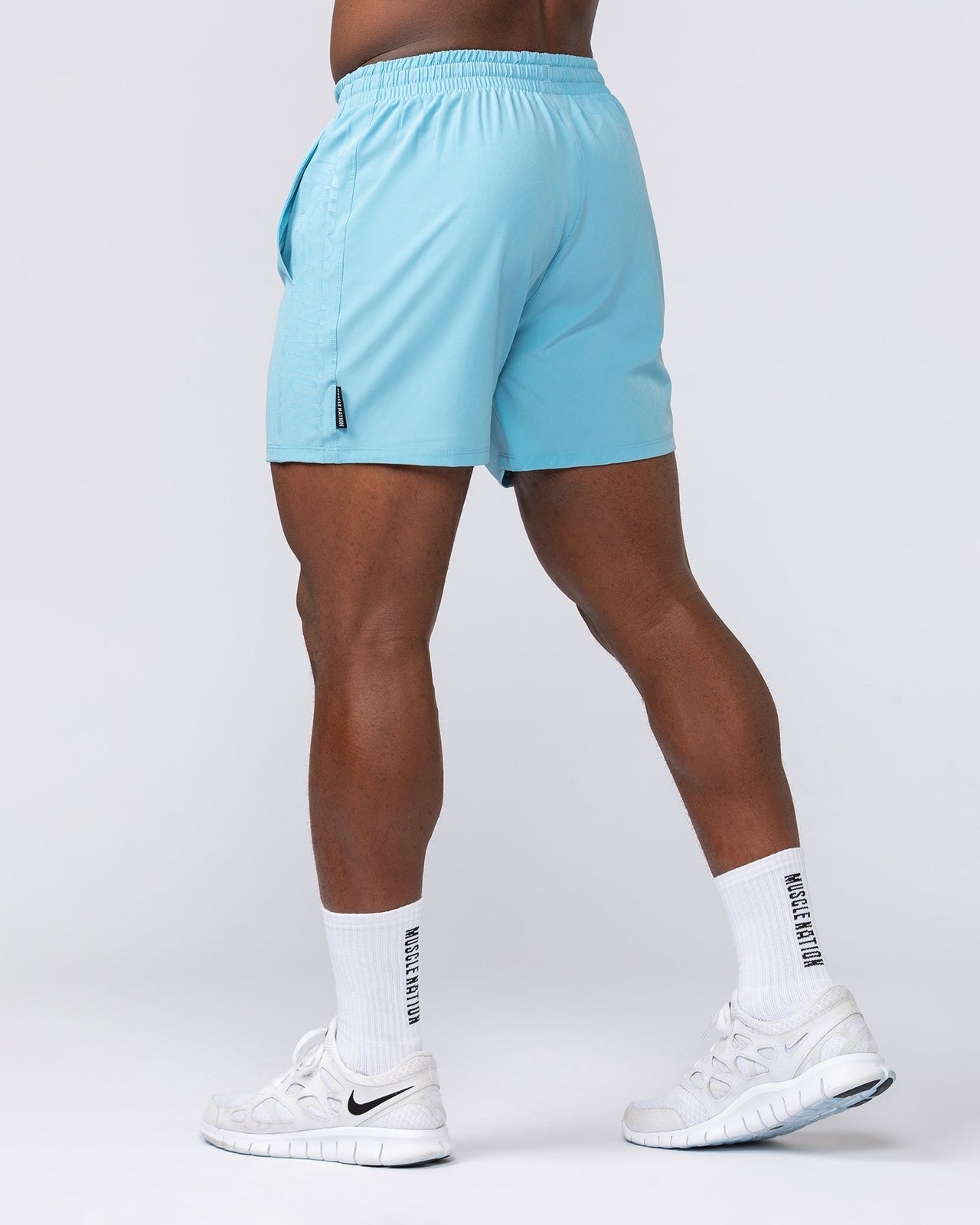 Function 4" Shorts Mid Blue - Muscle Nation men's gym shorts, view 3