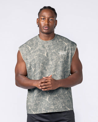 Gothic Boxy Muscle Tank - Washed Tree Camo