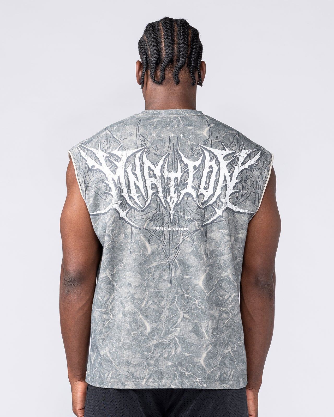 Gothic Boxy Muscle Tank - Washed Tree Camo