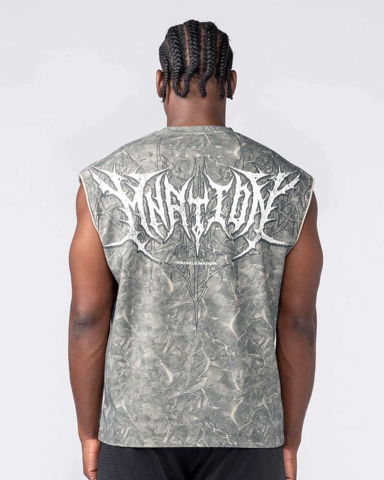 Gothic Boxy Muscle Tank - Washed Tree Camo