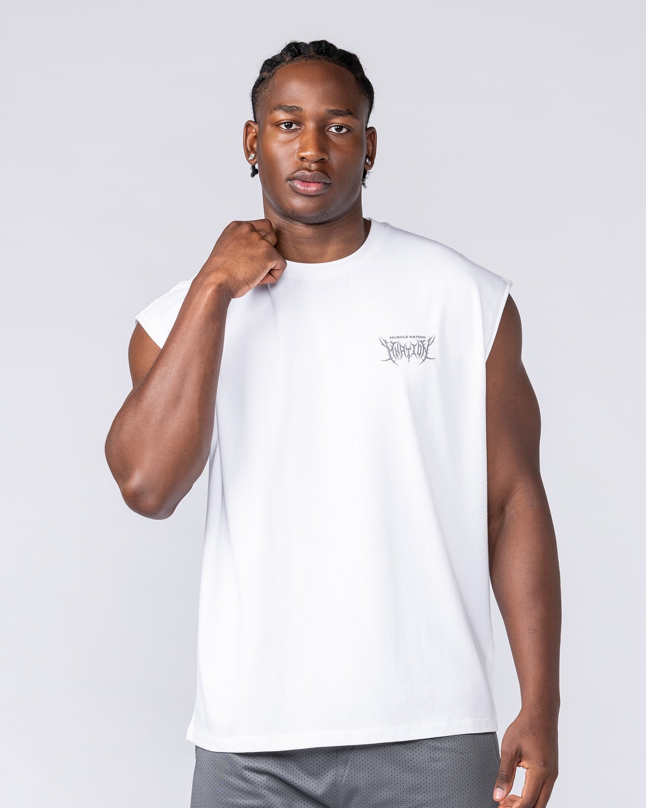 Gothic Boxy Muscle Tank - White