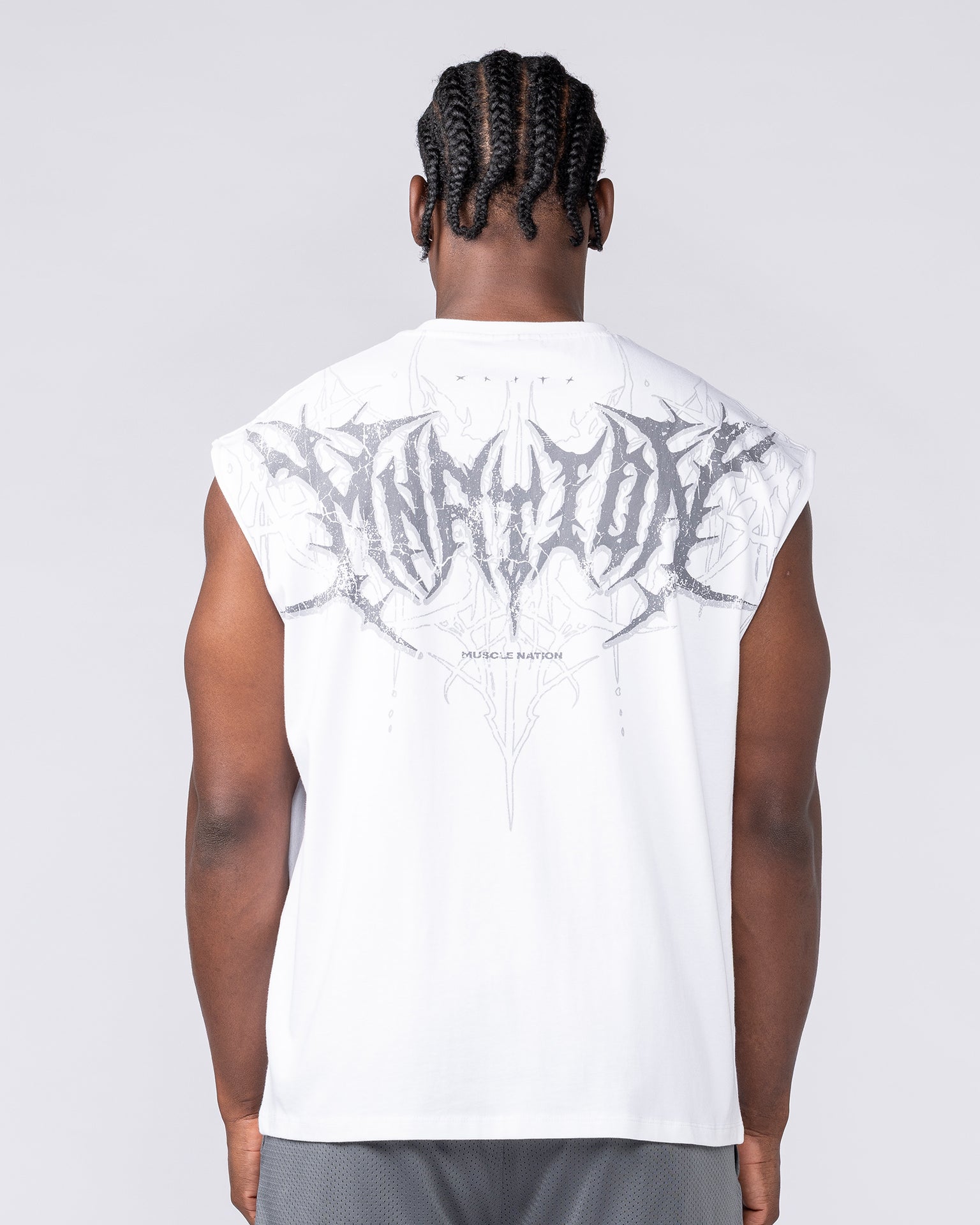 Gothic Boxy Muscle Tank - White