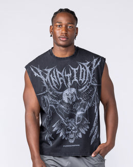 Gothic Eagle Boxy Muscle Tank Washed Black - Muscle Nation men's muscle tank