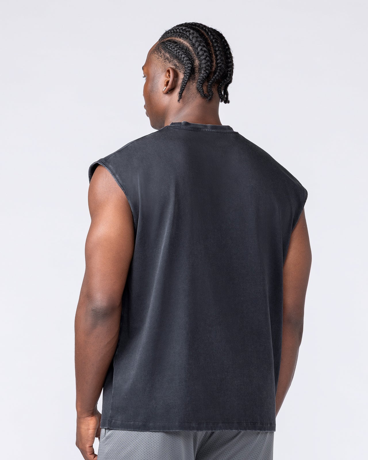 Gothic Eagle Boxy Muscle Tank - Washed Black