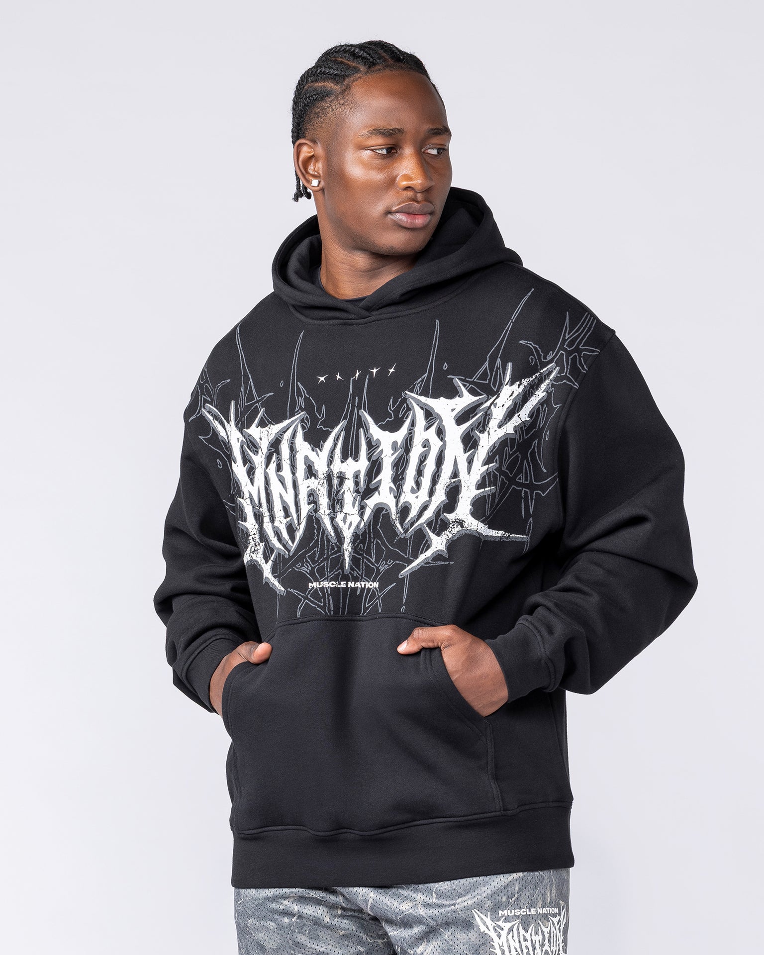 Gothic Oversized Hoodie - Black