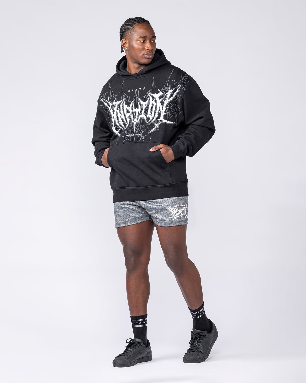 Gothic Oversized Hoodie - Black
