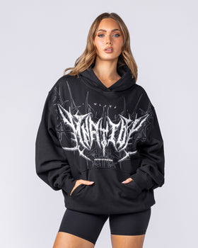 Gothic Oversized Hoodie Black - Muscle Nation men's hoodie, view 6 | WOMENS-1