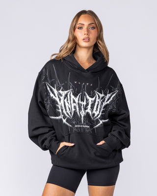 Gothic Oversized Hoodie Black - Muscle Nation men's hoodie, view 6 | WOMENS-1