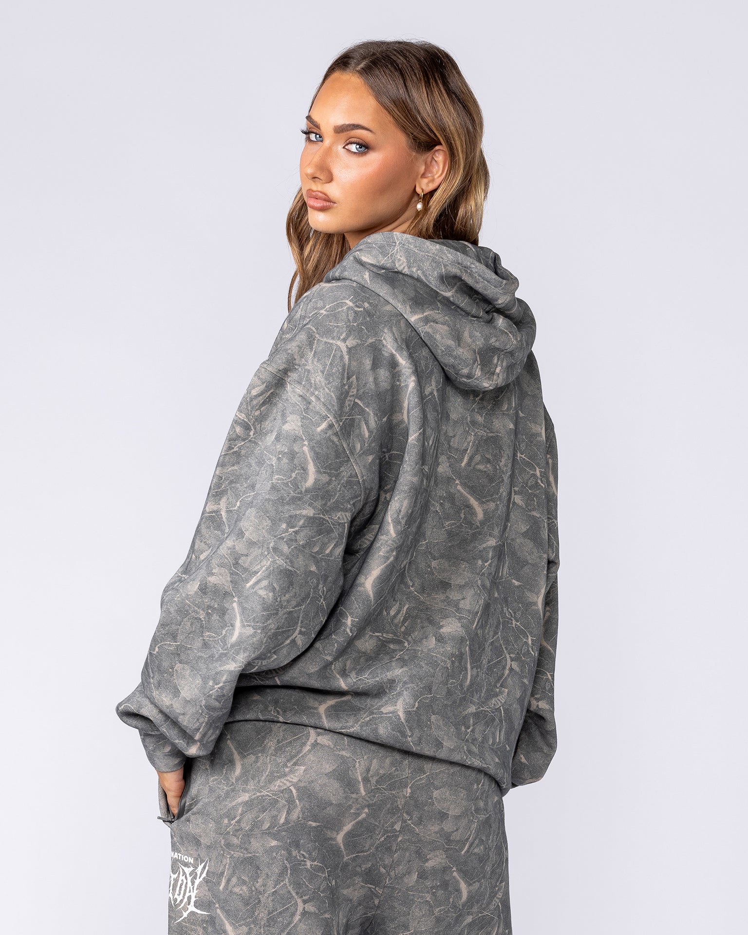 Gothic Oversized Hoodie - Washed Tree Camo
