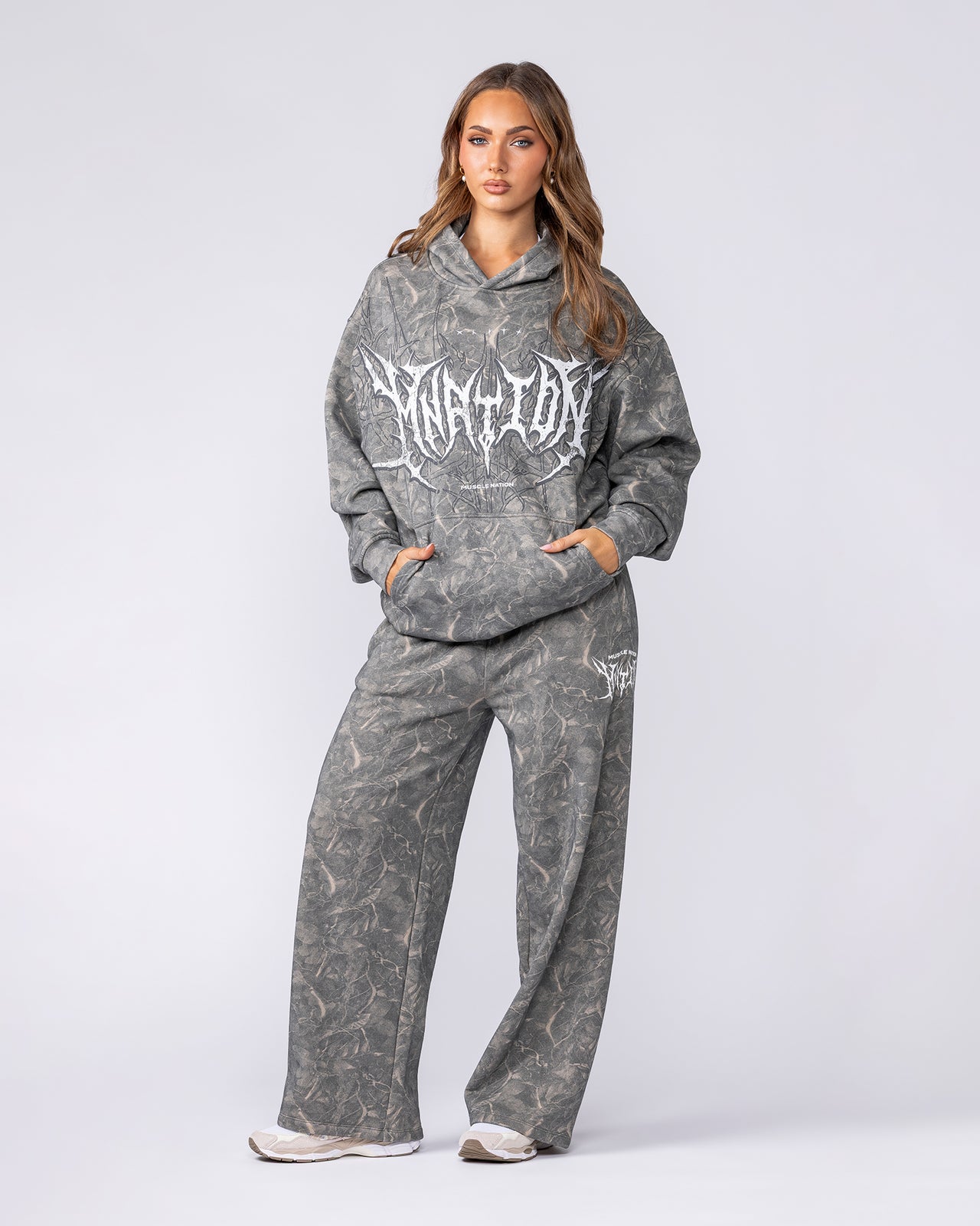 Gothic Oversized Hoodie - Washed Tree Camo