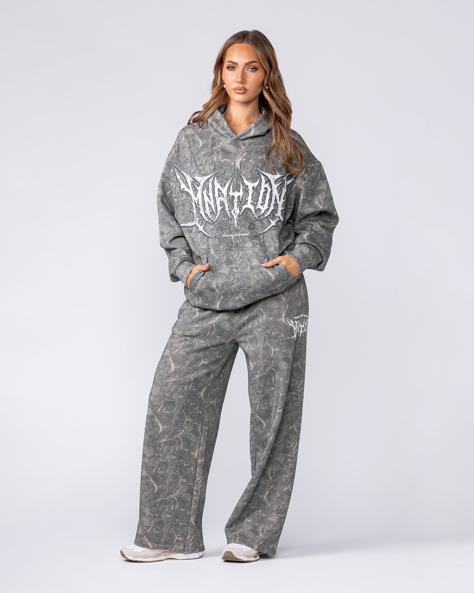Gothic Oversized Hoodie - Washed Tree Camo