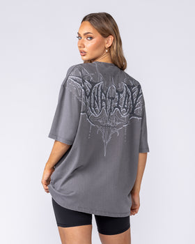 Gothic Oversized Tee in Washed Tornado - Muscle Nation men's gym tee, view 6