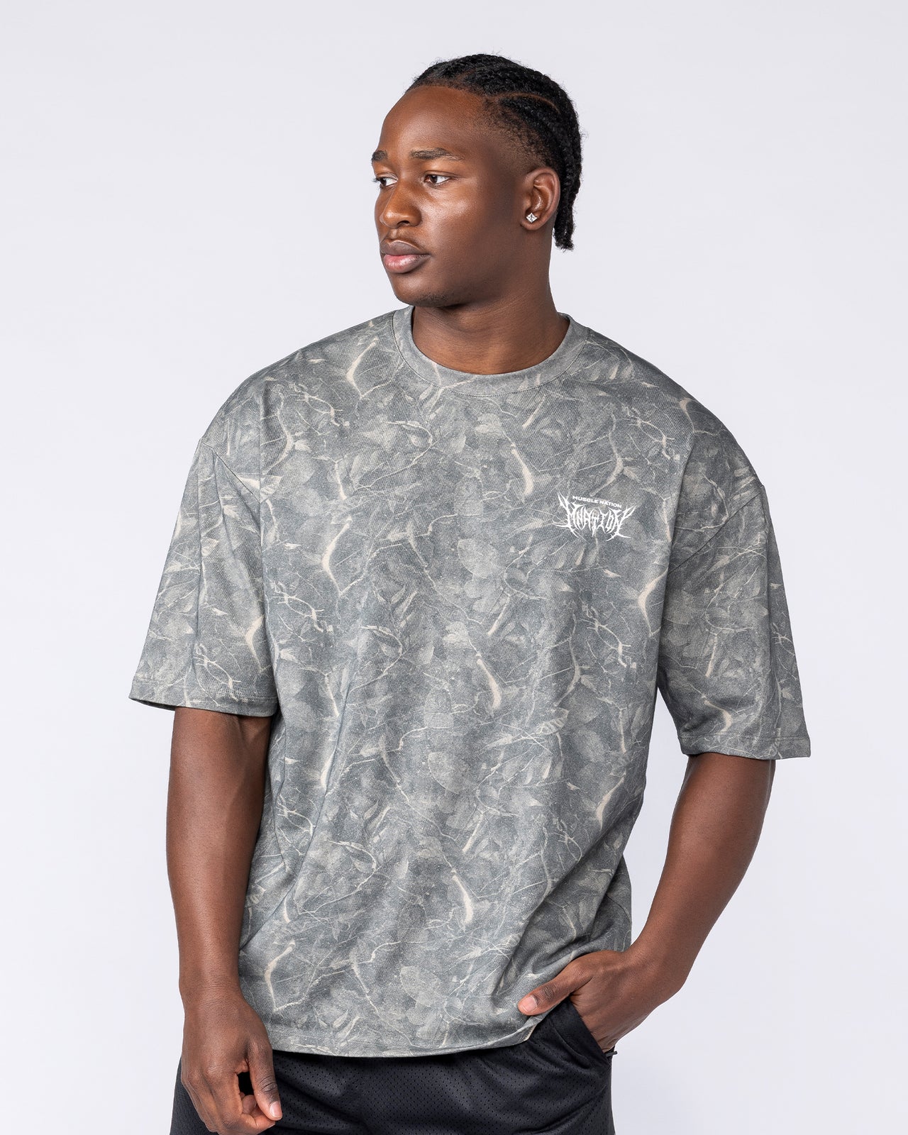 Gothic Oversized Tee - Washed Tree Camo