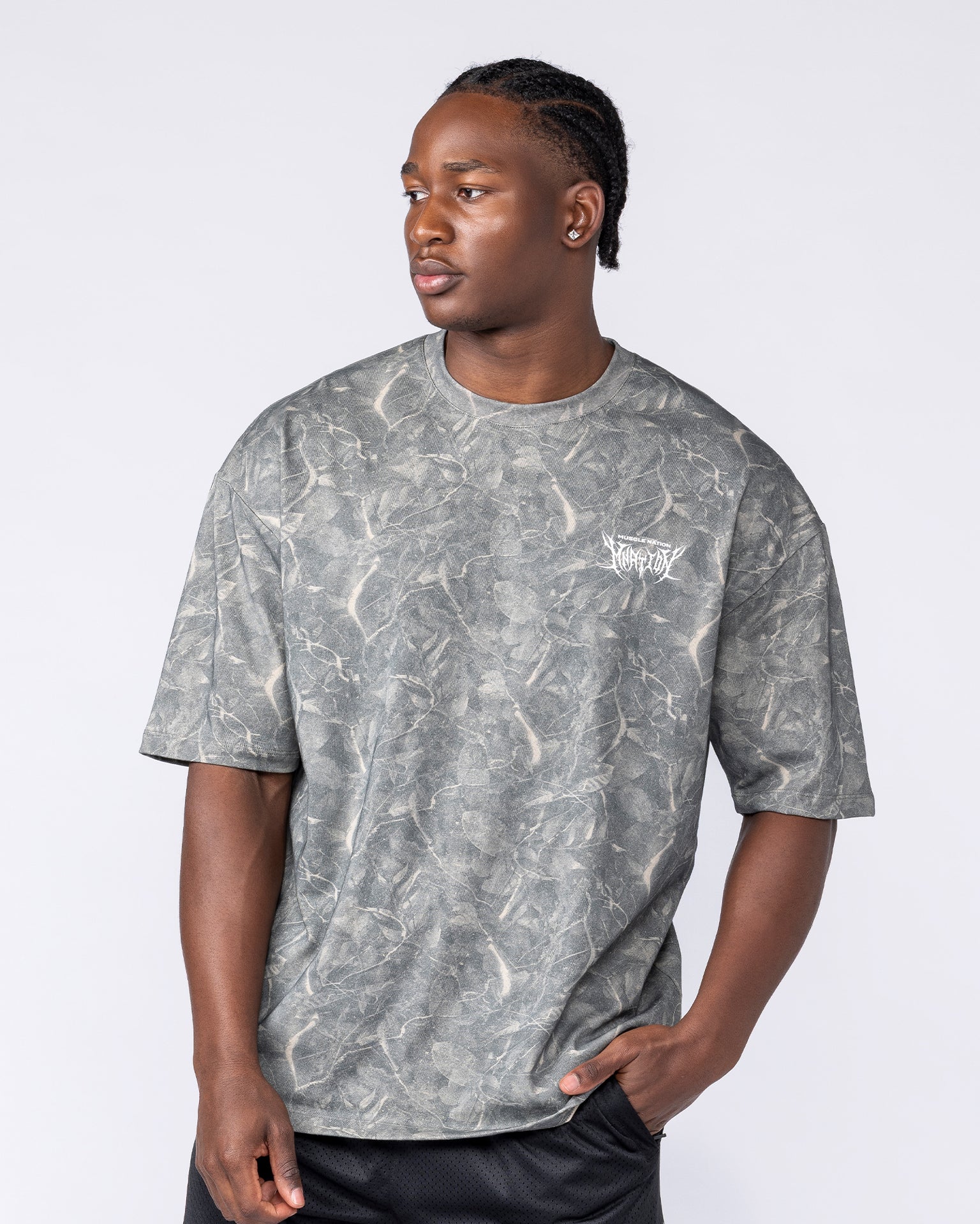 Gothic Oversized Tee - Washed Tree Camo