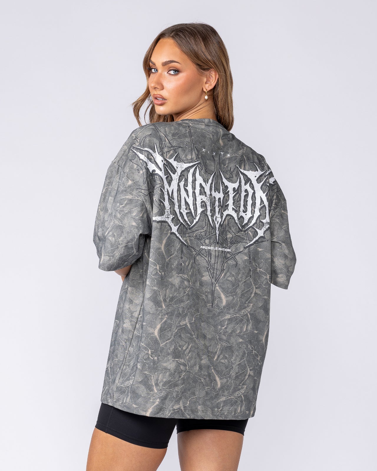 Gothic Oversized Tee - Washed Tree Camo