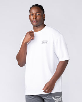 Gothic Oversized Tee in White - Muscle Nation men's gym tee, view 3