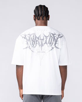 Gothic Oversized Tee in White - Muscle Nation men's gym tee, view 4