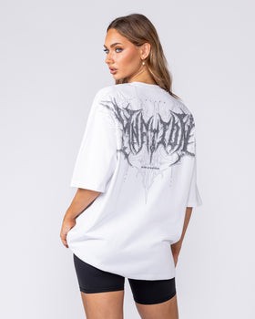 Gothic Oversized Tee in White - Muscle Nation men's gym tee, view 6