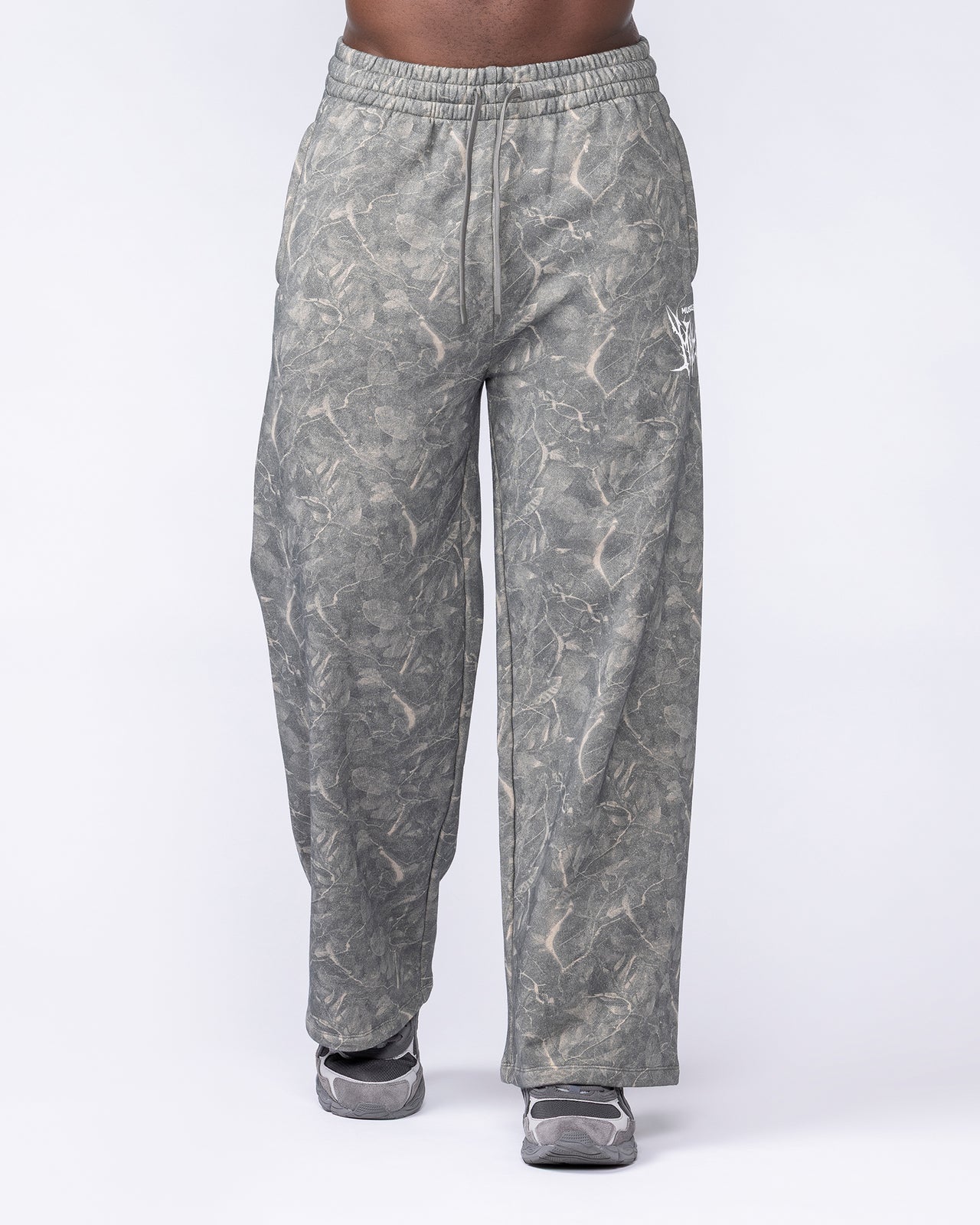 Gothic Wide Leg Trackies - Washed Tree Camo