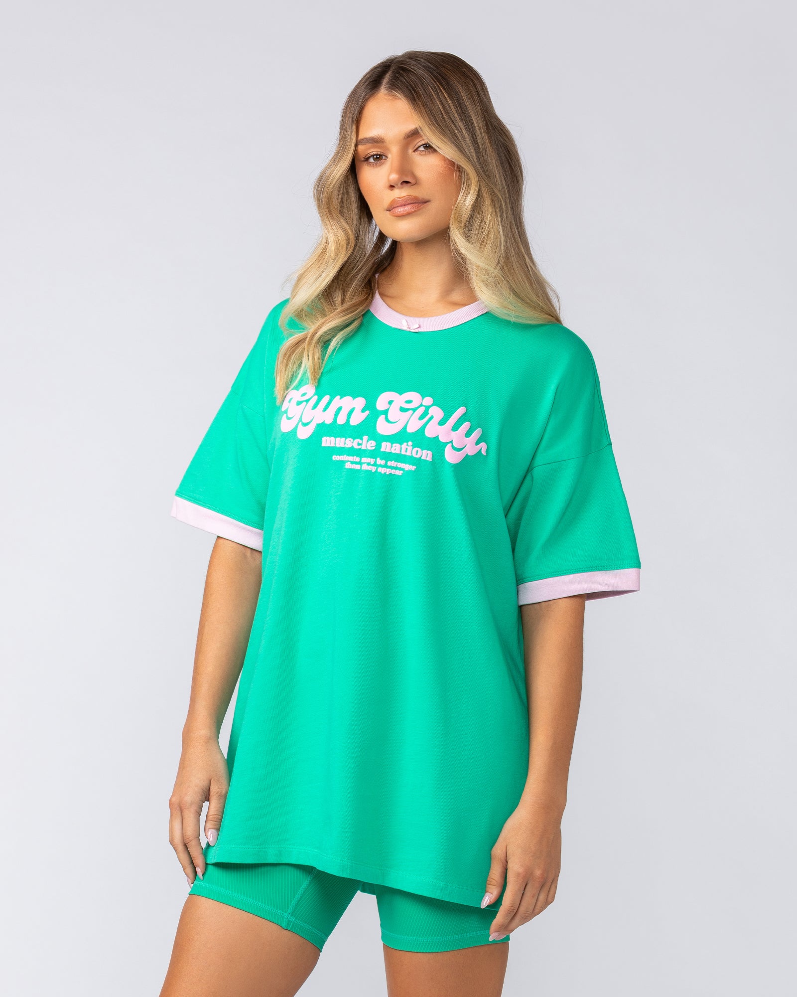 Gym Girly Oversized Tee - Palm Leaf-T-Shirts-XXS-052510PMLF-XXS-MNAPPRL42637-4-Muscle Nation