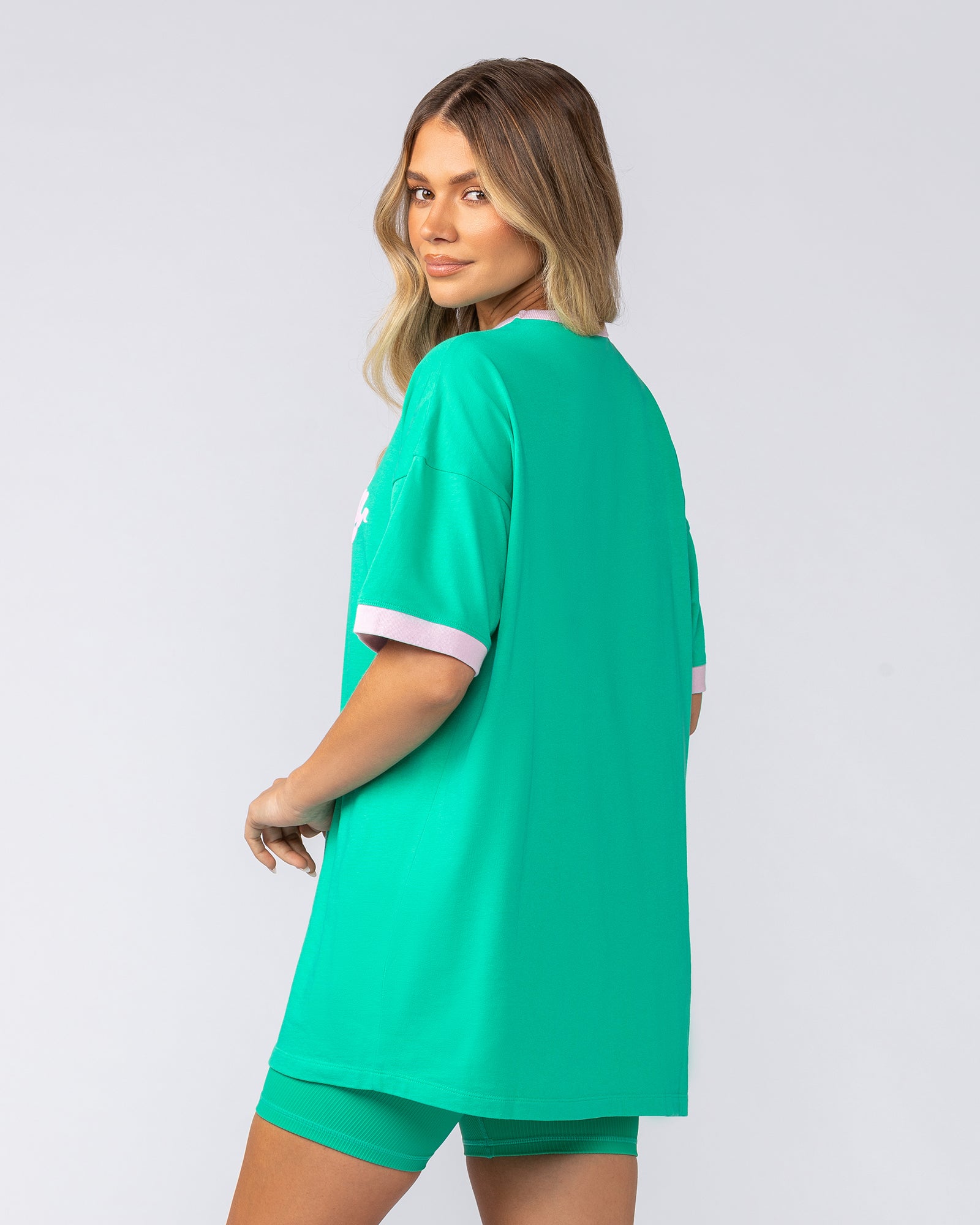 Gym Girly Oversized Tee - Palm Leaf-T-Shirts-XXS-052510PMLF-XXS-MNAPPRL42637-5-Muscle Nation