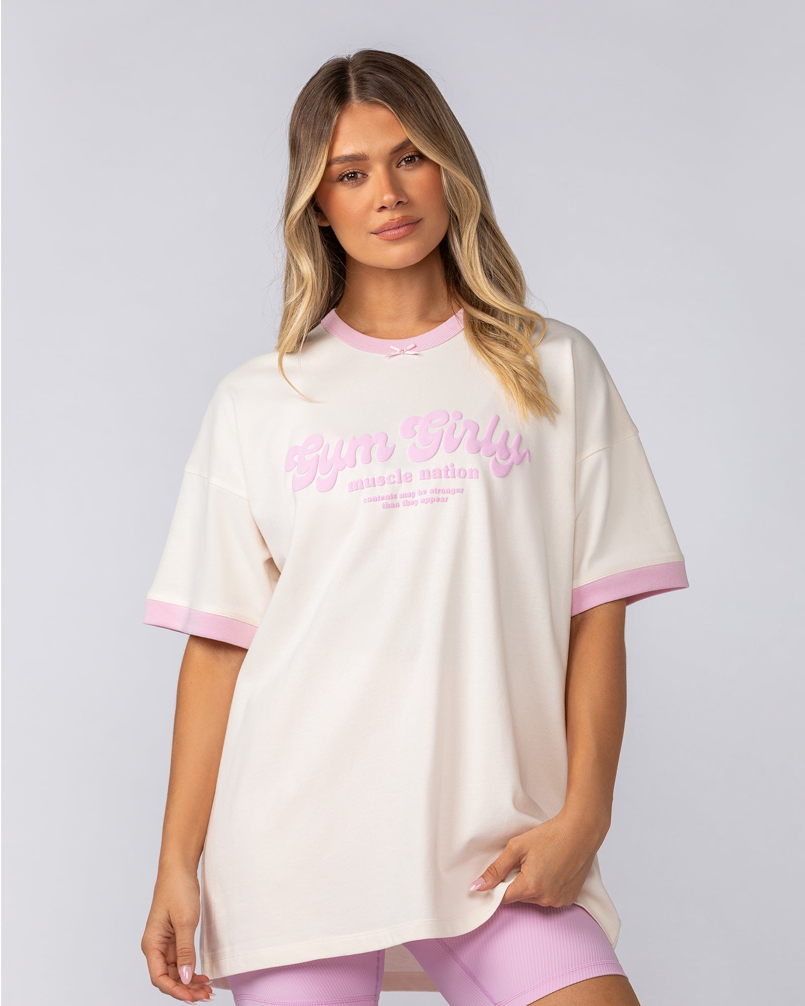 Gym Girly Oversized Tee - Travertine-T-Shirts-XXS-052510TRAV-XXS-MNAPPRL42646-1-Muscle Nation