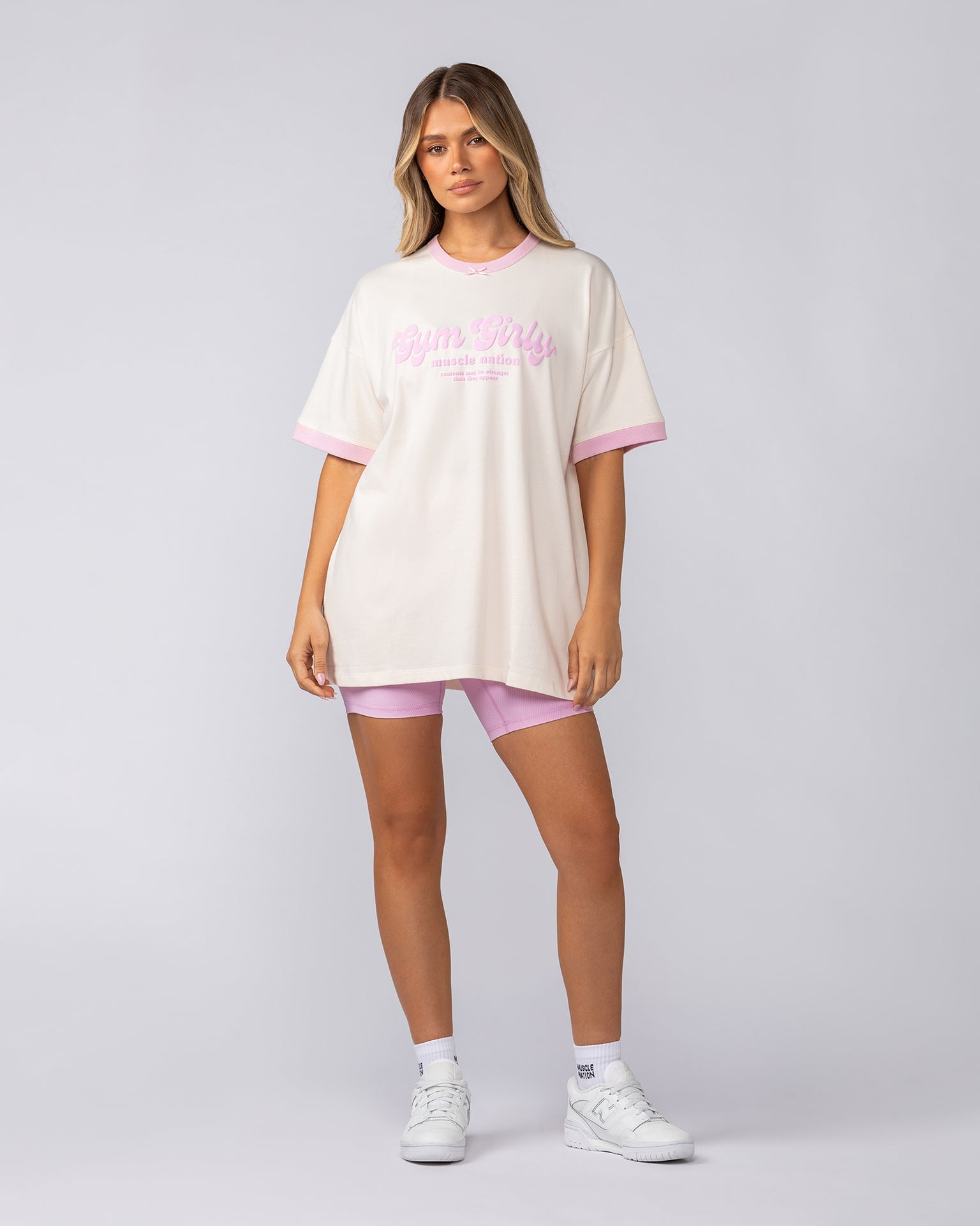 Gym Girly Oversized Tee - Travertine-T-Shirts-XXS-052510TRAV-XXS-MNAPPRL42646-5-Muscle Nation