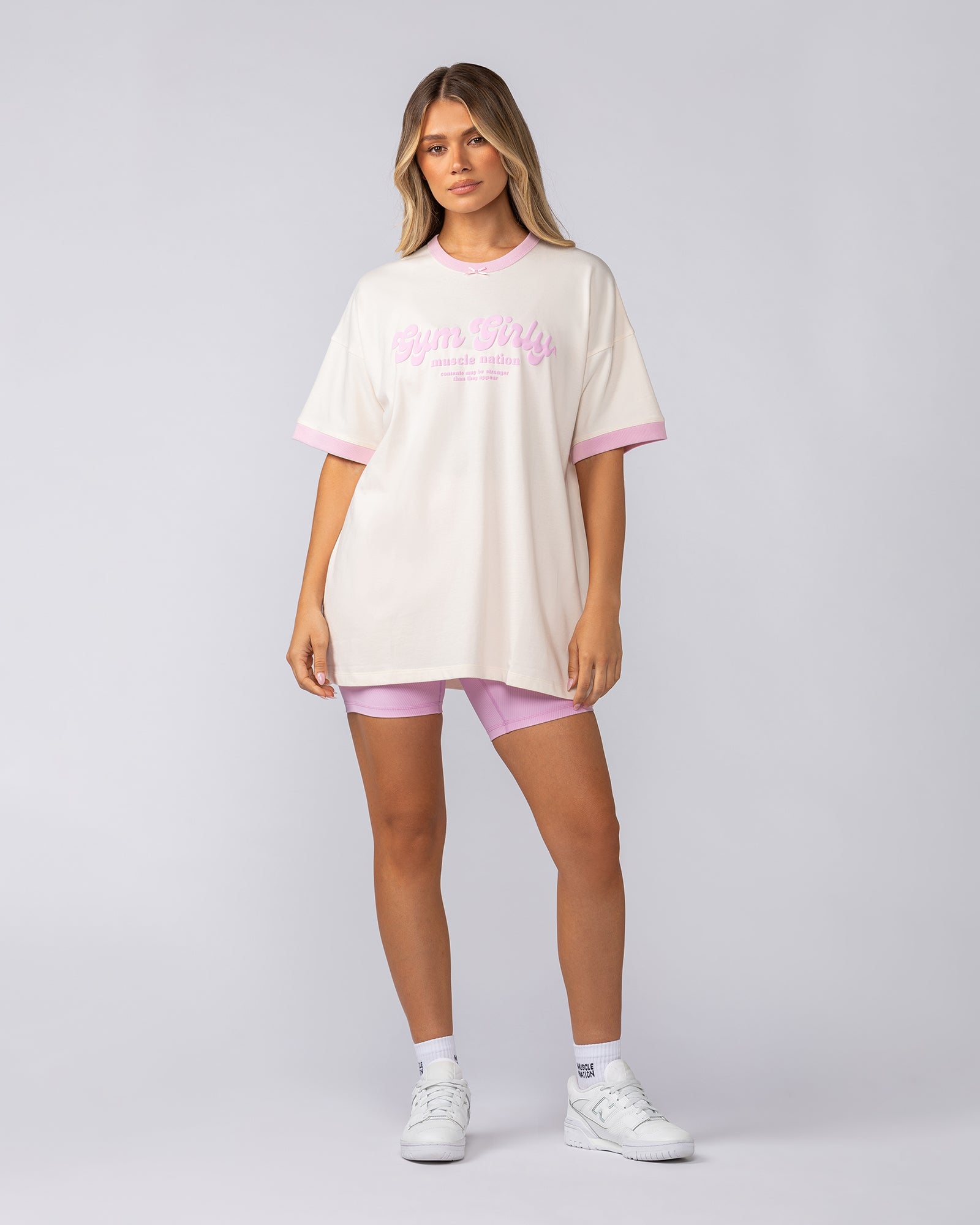 Gym Girly Oversized Tee - Travertine-T-Shirts-XXS-052510TRAV-XXS-MNAPPRL42646-5-Muscle Nation