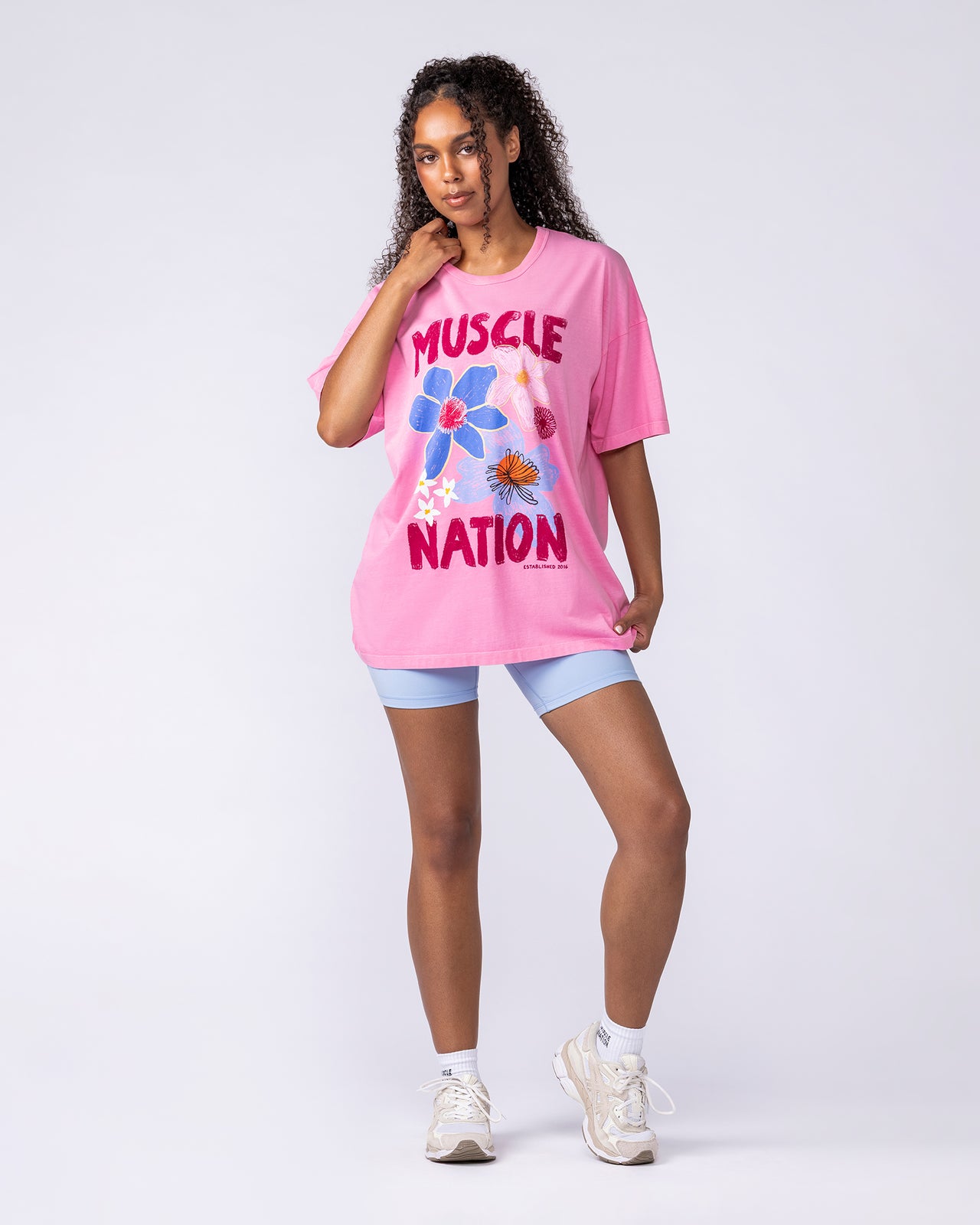 Hawaiian Vibes Oversized Tee - Washed Pink Frosting