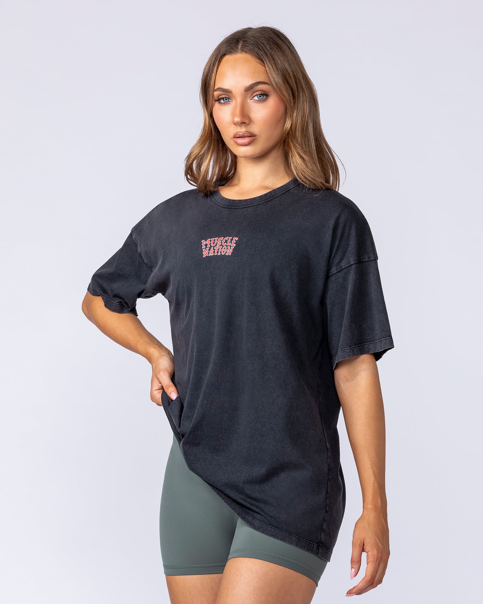 Hearts On Fire Oversized Tee - Washed Black