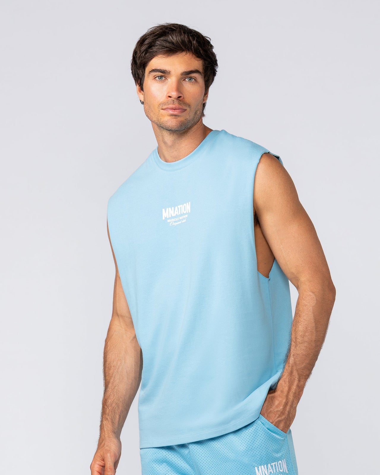 Heritage Muscle Tank Light Blue - Muscle Nation men's muscle tank, view 2