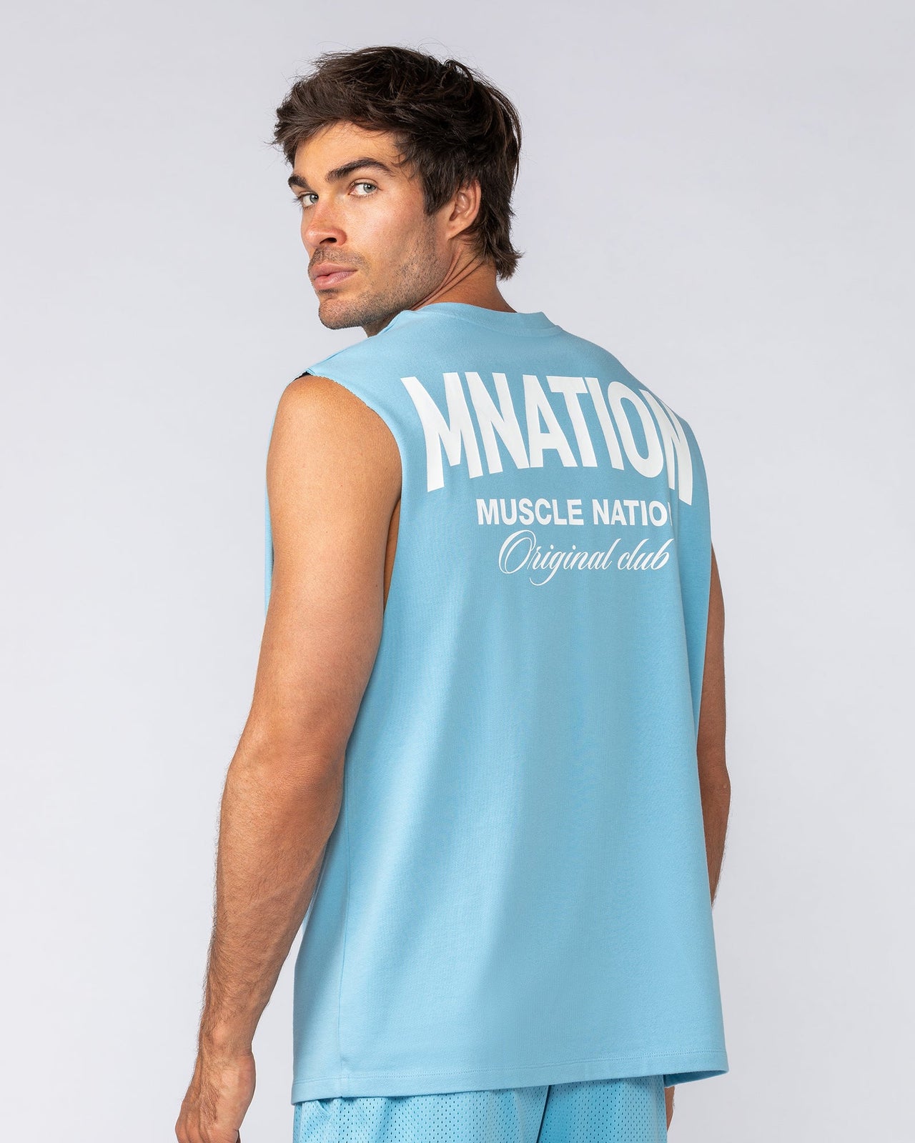 Heritage Muscle Tank Light Blue - Muscle Nation men's muscle tank, view 3