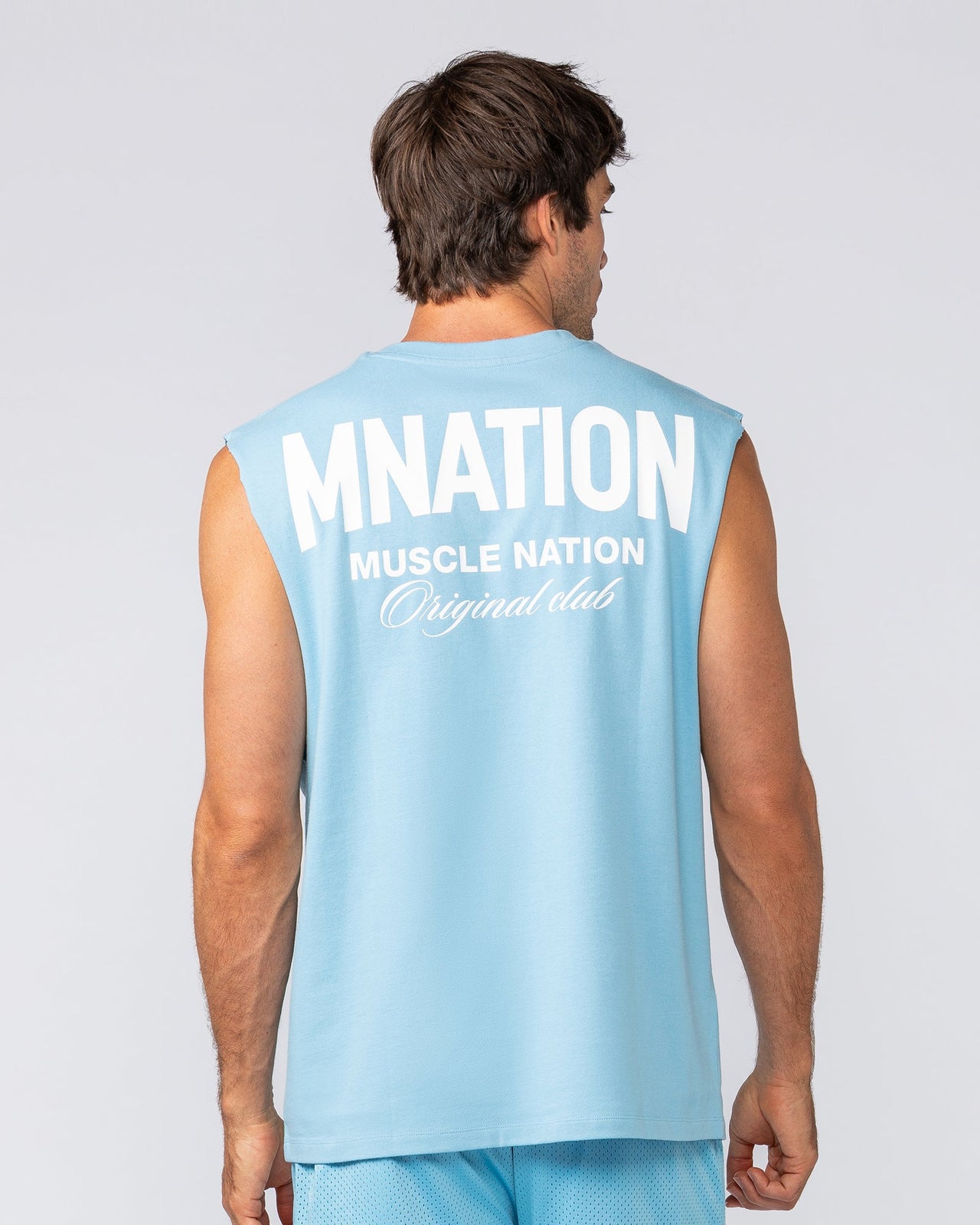 Heritage Muscle Tank Light Blue - Muscle Nation men's muscle tank, view 4