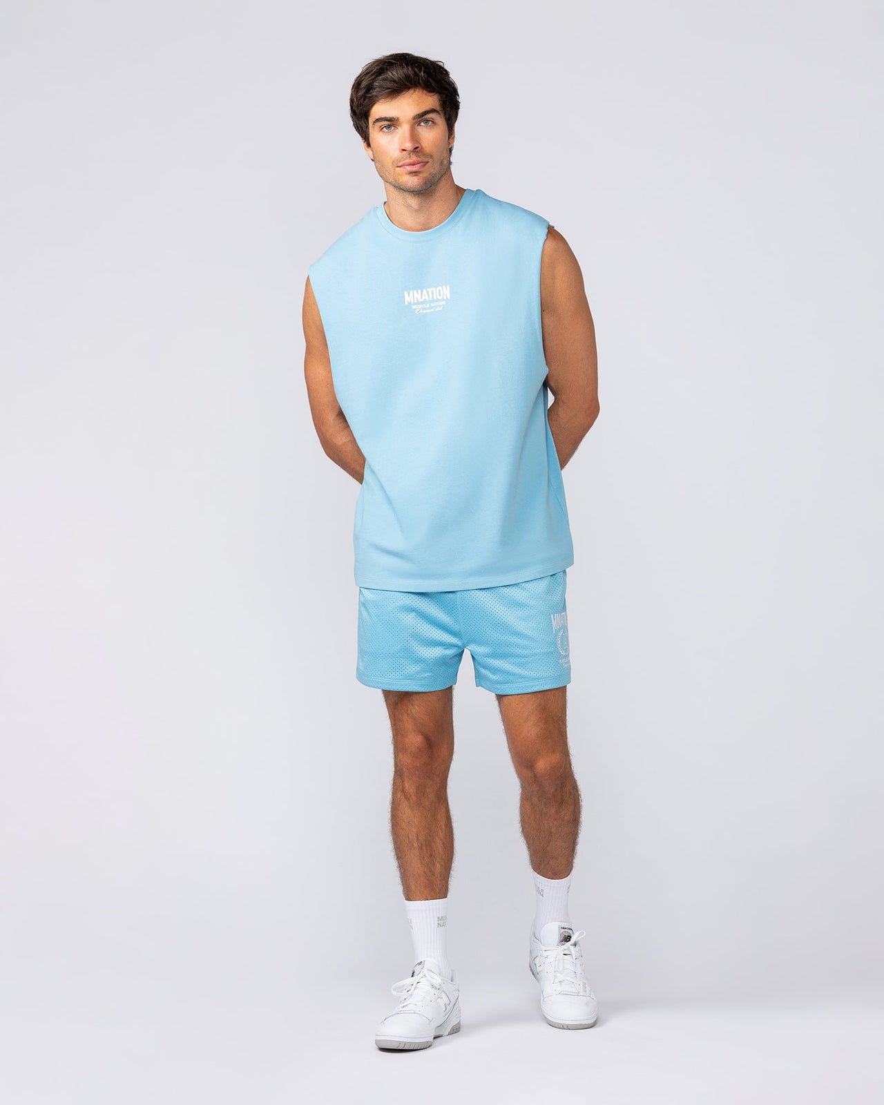 Heritage Muscle Tank Light Blue - Muscle Nation men's muscle tank, view 5