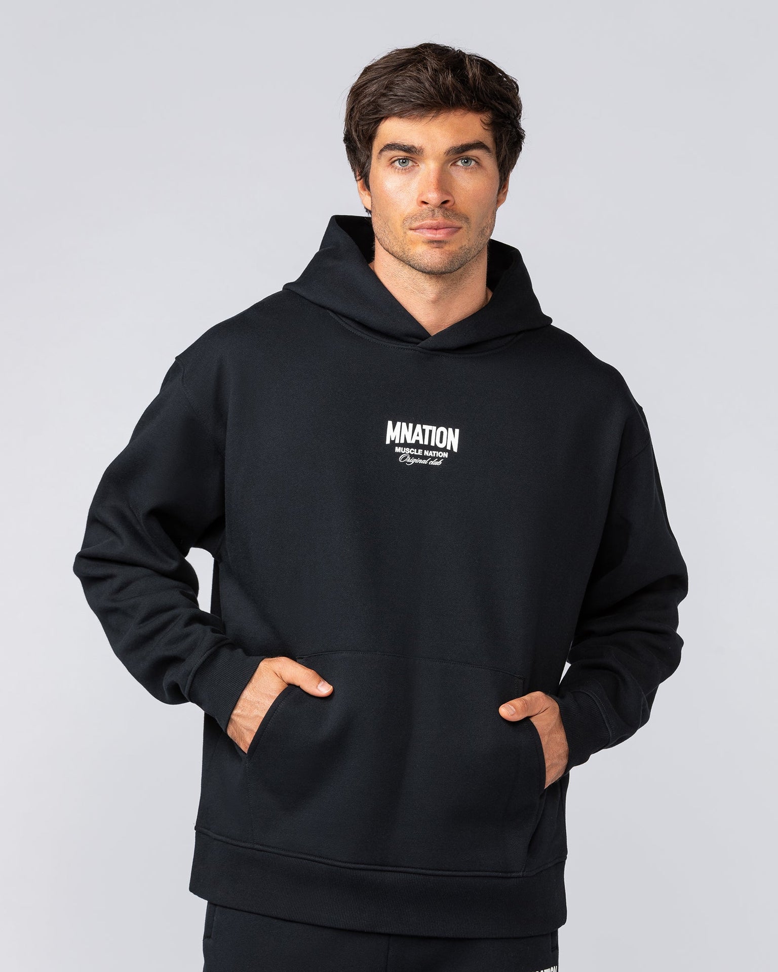 Heritage Oversized Hoodie - Black-Jumpers & Hoodies-XS-032501BLK-XS-MNAPPRL41245-1-Muscle Nation