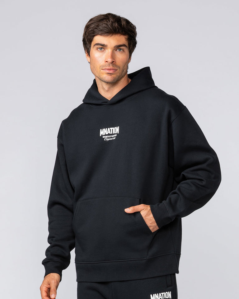 Heritage Oversized Hoodie - Black-Jumpers & Hoodies-XS-032501BLK-XS-MNAPPRL41245-2-Muscle Nation