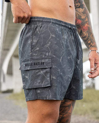Daily Cargo 5" Shorts - Washed Tree Camo Monochrome-Shorts-S-122506WTCMOM-S-MNAPPRL48041-1-Muscle Nation