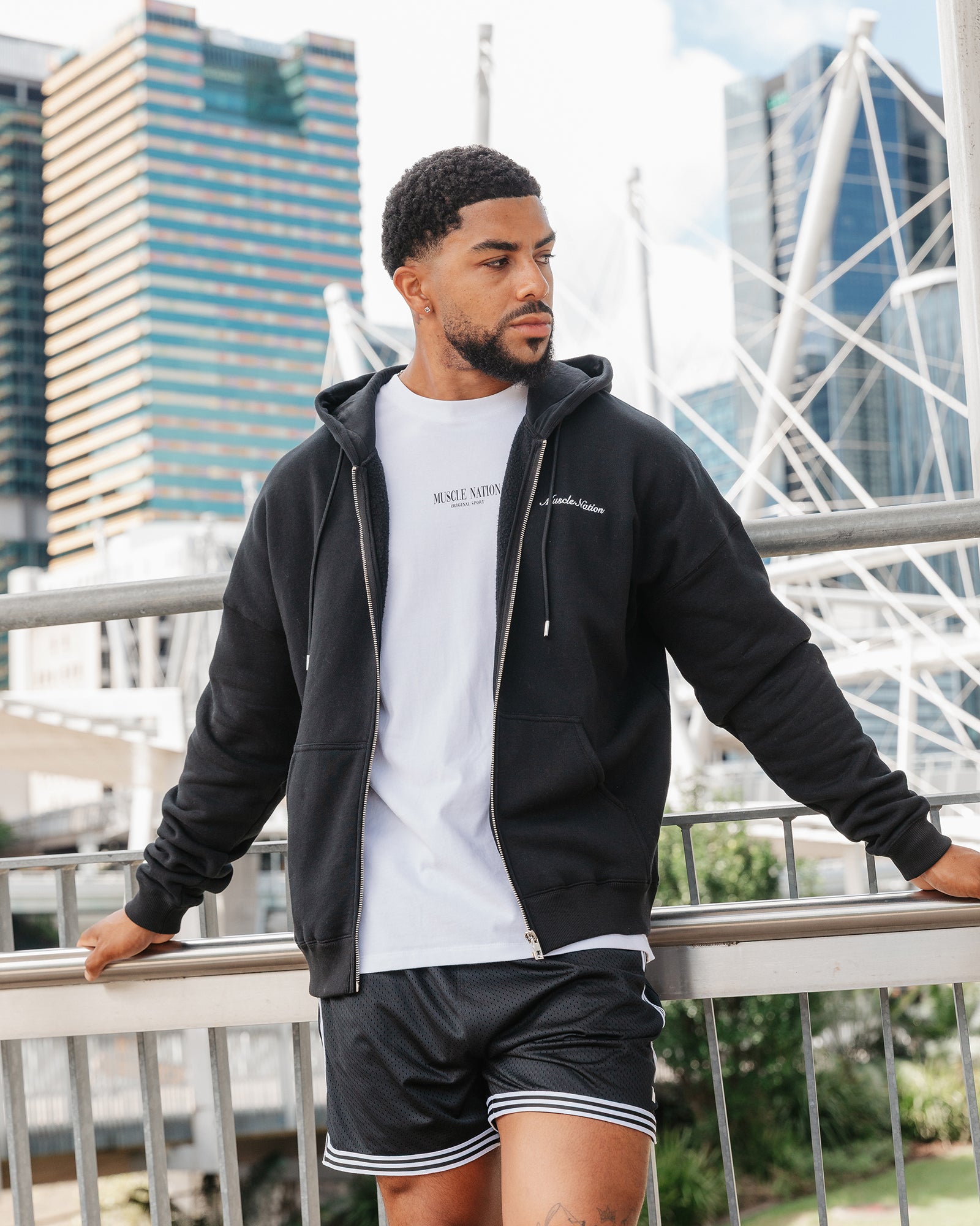 MN Classic Zip Through - Black-Jumpers & Hoodies-XS-042506BLK-XS-MNAPPRL41769-1-Muscle Nation